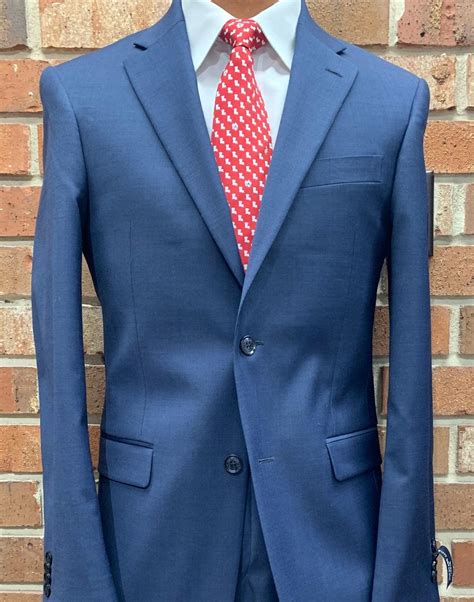 tommy hilfiger blue sharkskin suit.